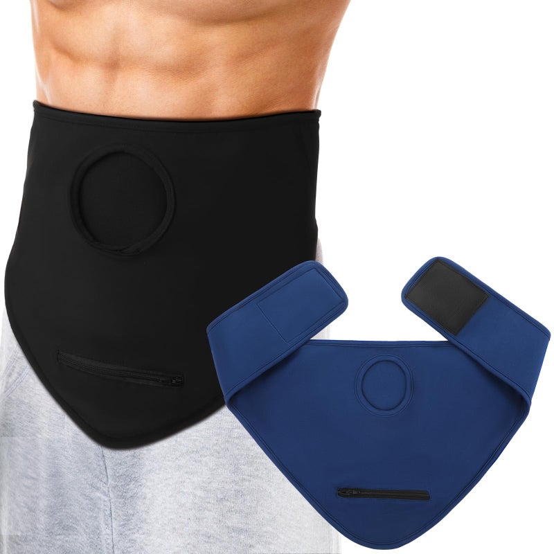 Liitrsh 2 Pcs Ostomy Bag Covers Colostomy Supplies Ostomy Wrap for Men Women Sport Swimming ShoweringLargeBlack Dark Blue